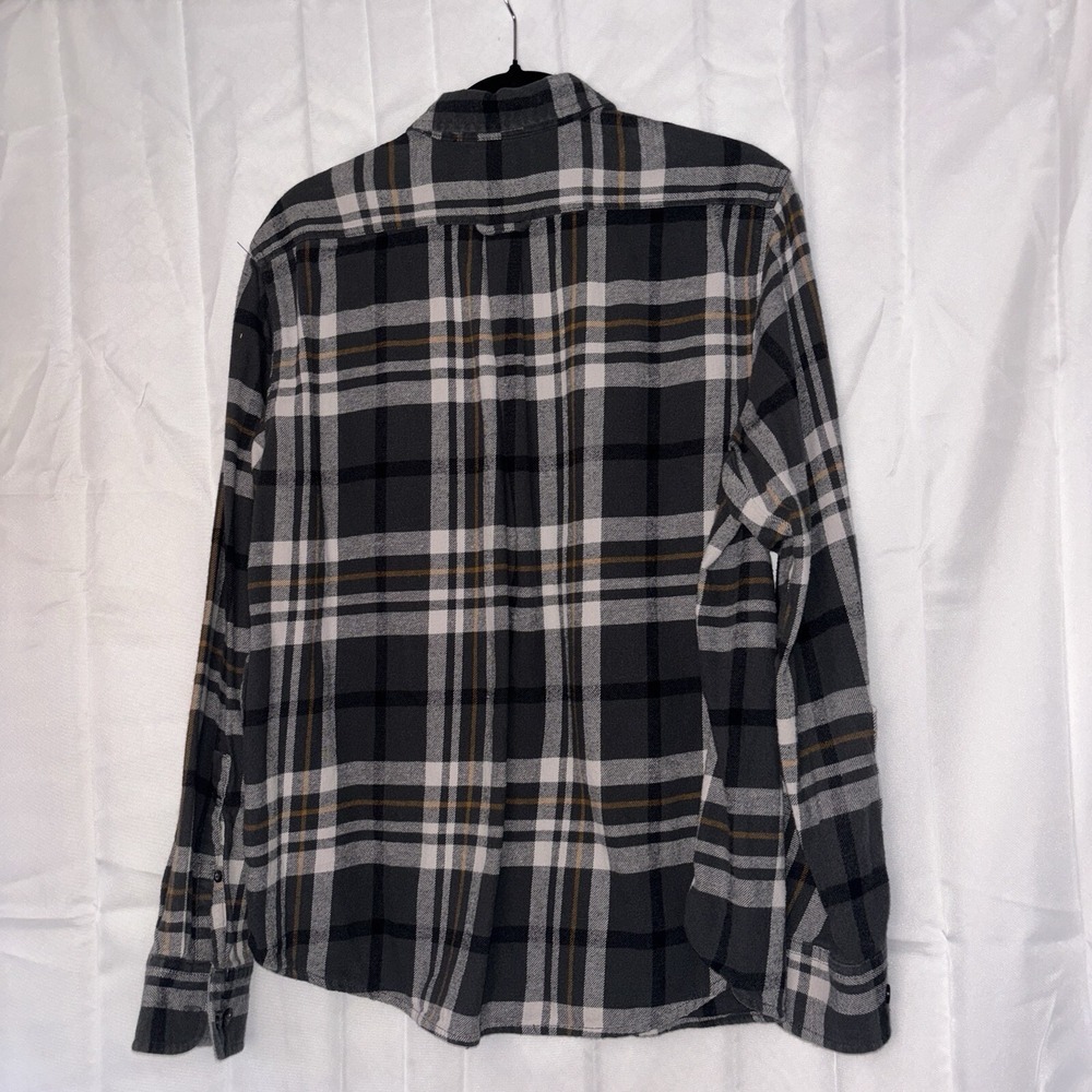 Woolrich Buffalo Plaid Flannel Shirt Men's Large Black Grey Tan - Picture 2 of 12